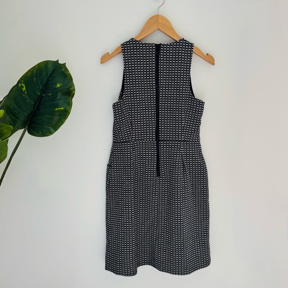 Brooks Brothers 6P Petite Navy White Cotton Sheath Dress Textured Lined - Picture 3 of 7